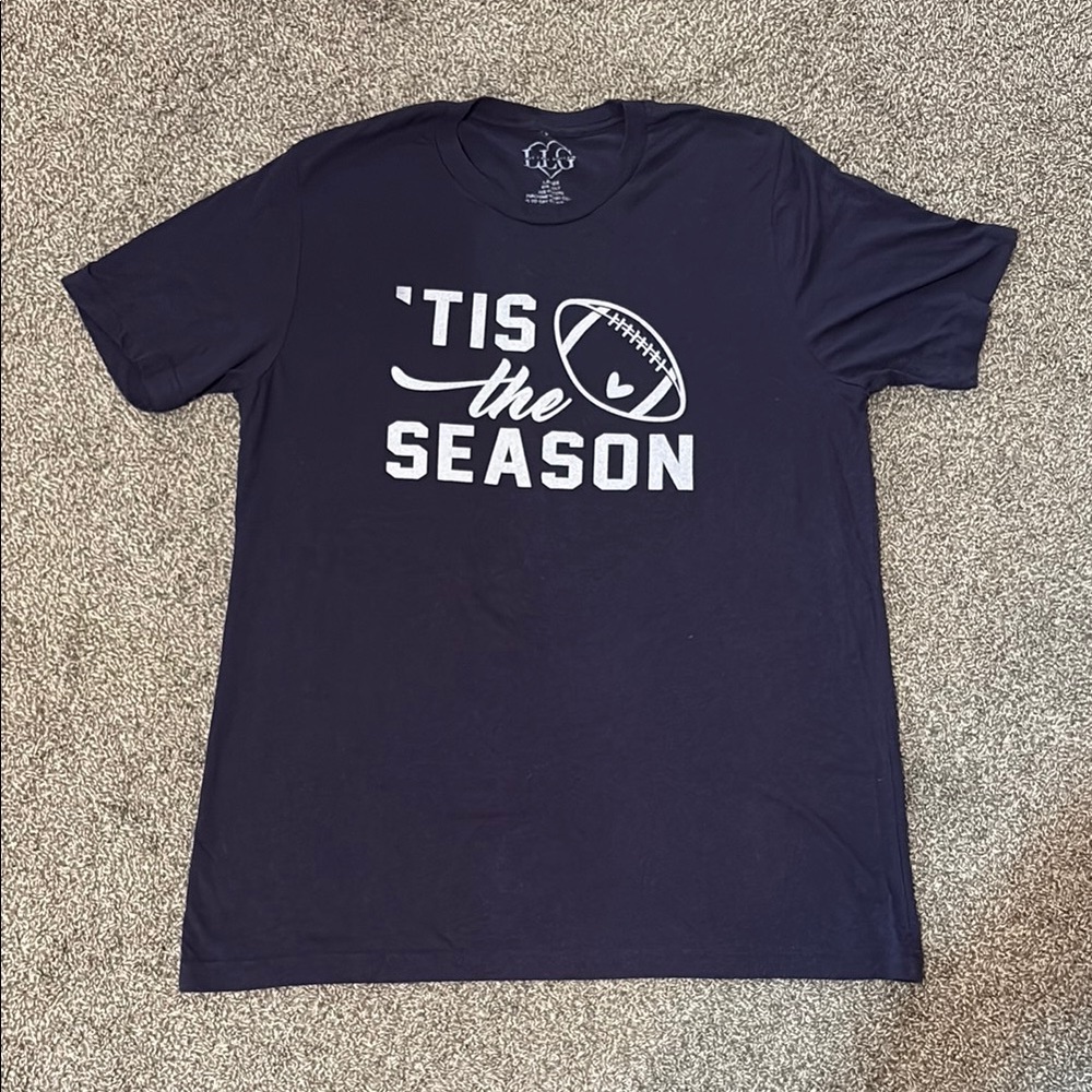 Blue and White Short Sleeve Tee Football Season